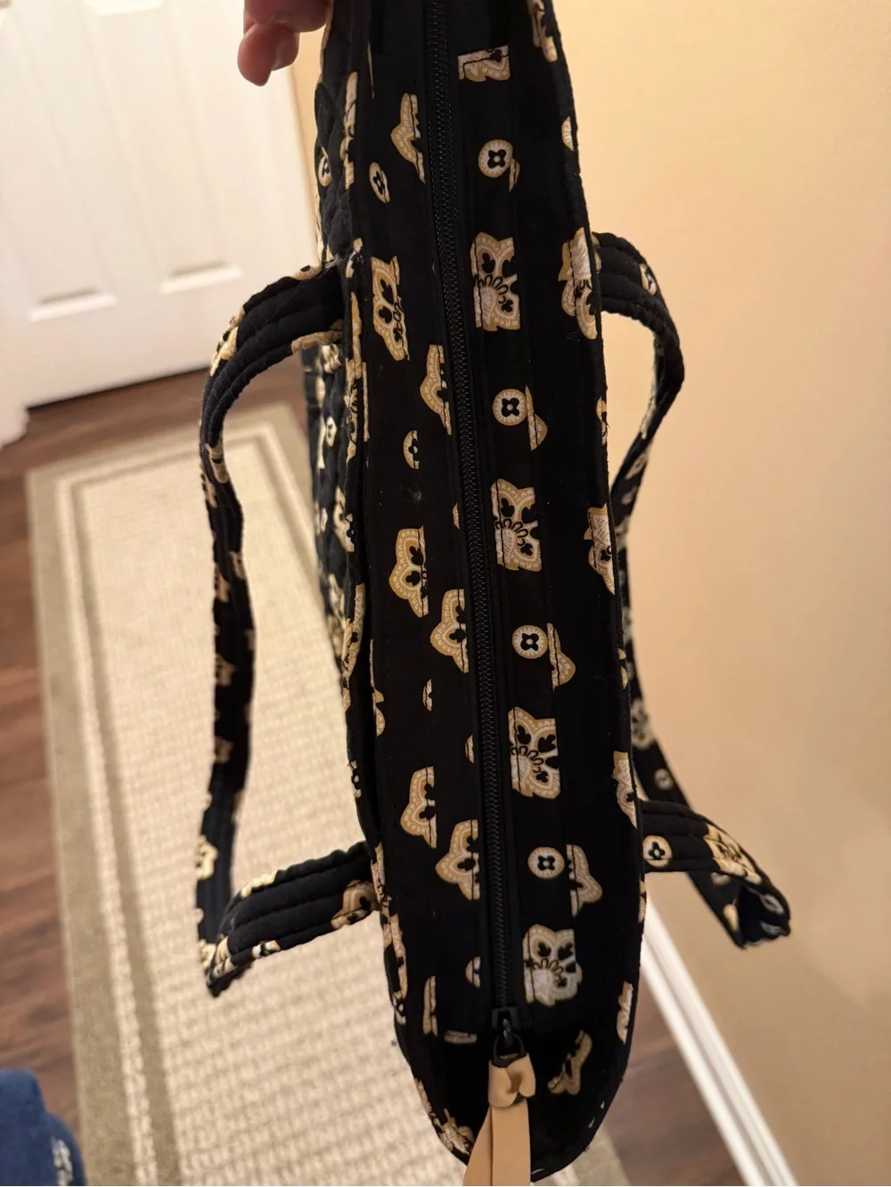 Vera Bradley New Orleans Saints Quilted Black Floral Tote Bag